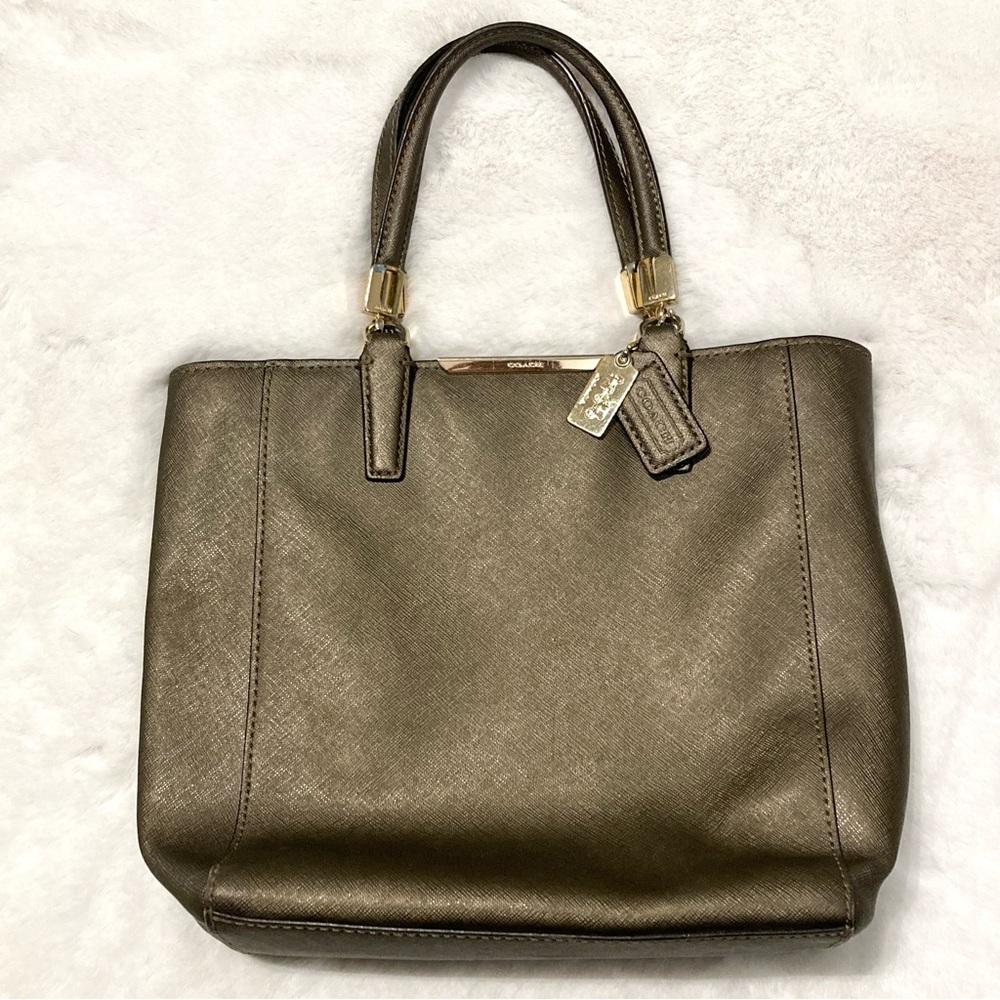 Coach Madison Saffiano Leather Bronze Metallic Handbag 29001 Small Tote - Picture 2 of 8
